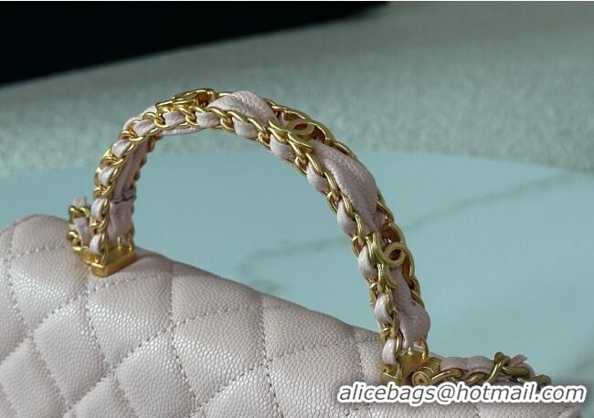 Modern Classic Chanel Grained Shiny Calfskin Wallet on Chain with Top Handle WOC AP4785 Light Pink 2025
