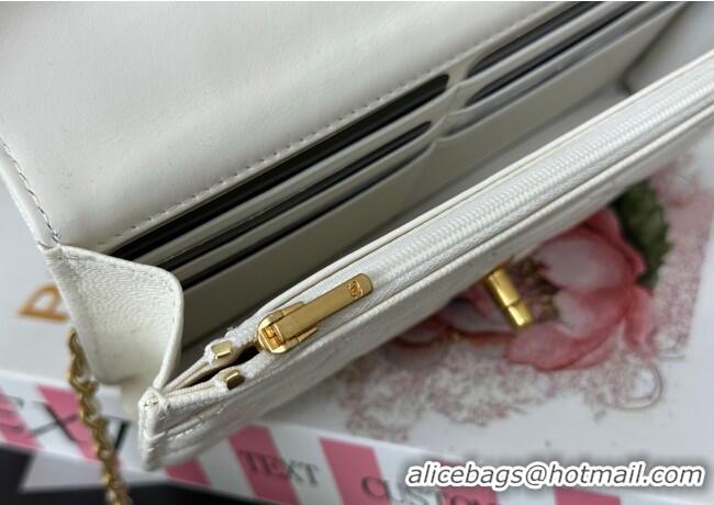 Good Looking Chanel Grained Shiny Calfskin Wallet on Chain with Top Handle WOC AP4785 White 2025