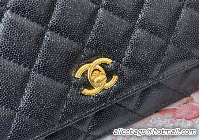 New Product Chanel Grained Shiny Calfskin Wallet on Chain with Top Handle WOC AP4785 Black 2025