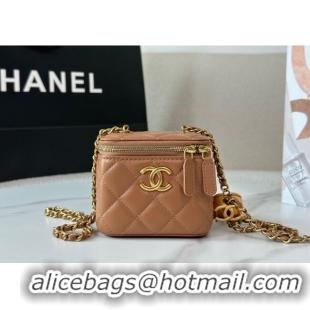 Top Grade Chanel Lambskin Small Vanity Case with CC Chain AP3941 Brown 2025