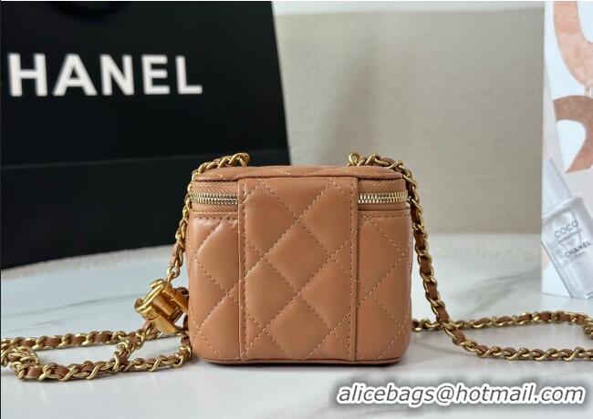 Top Grade Chanel Lambskin Small Vanity Case with CC Chain AP3941 Brown 2025