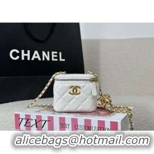 Market Sells Chanel Lambskin Small Vanity Case with CC Chain AP3941 White 2025