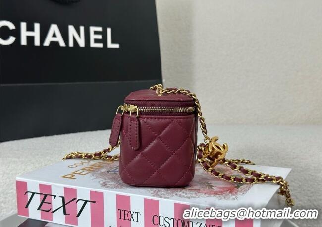 Good Quality Chanel Lambskin Small Vanity Case with CC Chain AP3941 Burgundy 2025