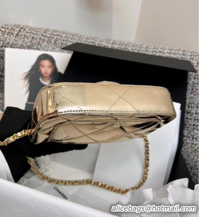 Buy Cheapest Chanel Mirror Calfskin Small Clutch with Chain AP4892 Light Gold 2025