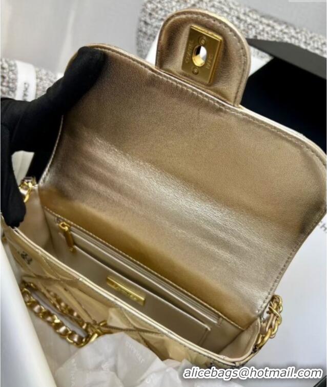 Buy Cheapest Chanel Mirror Calfskin Small Clutch with Chain AP4892 Light Gold 2025