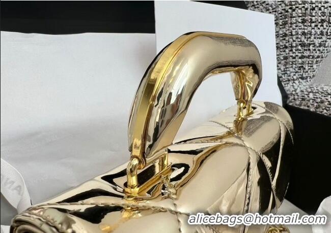 Buy Cheapest Chanel Mirror Calfskin Small Clutch with Chain AP4892 Light Gold 2025
