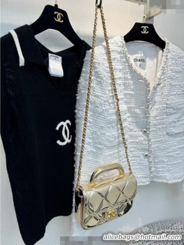 Buy Cheapest Chanel Mirror Calfskin Small Clutch with Chain AP4892 Light Gold 2025