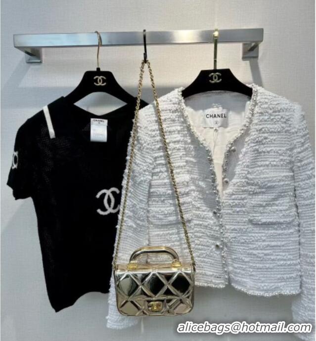 Buy Cheapest Chanel Mirror Calfskin Small Clutch with Chain AP4892 Light Gold 2025