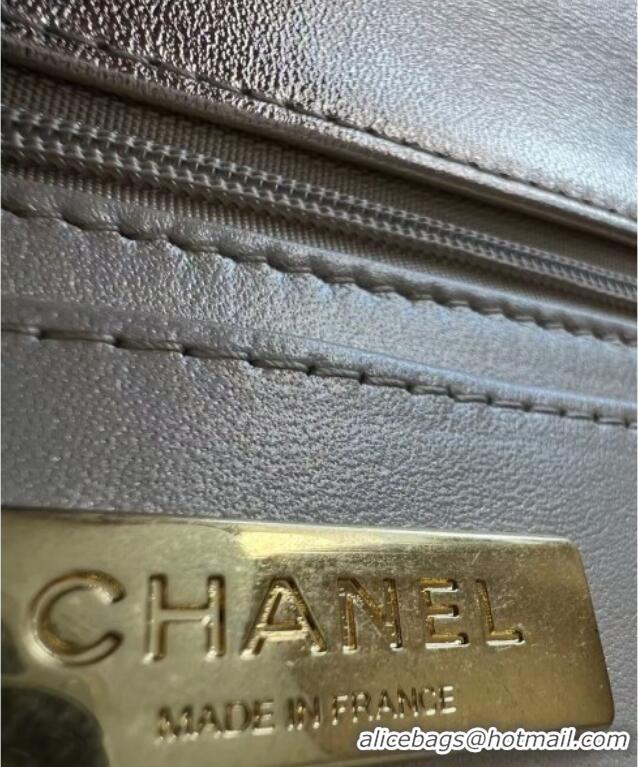 Grade Quality Chanel Metallic Mirror Calfskin Large Flap Bag with Top Handle AS5807 Light Gold 2025