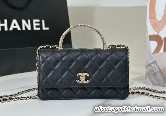 Best Price Chanel Lambskin Clutch with Chain and Top Handle AP4831 Black 2025