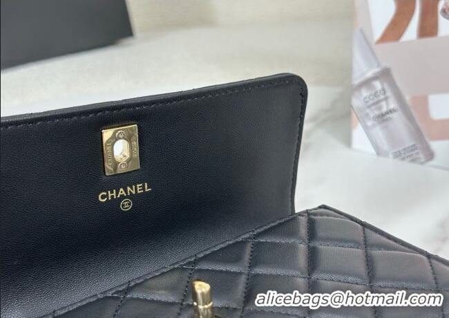 Best Price Chanel Lambskin Clutch with Chain and Top Handle AP4831 Black 2025