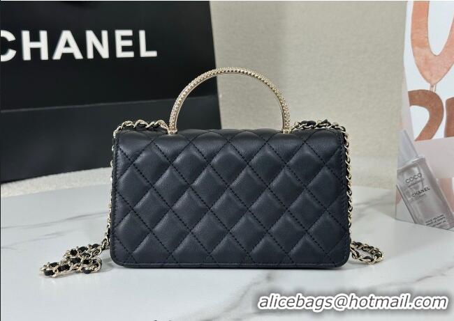 Best Price Chanel Lambskin Clutch with Chain and Top Handle AP4831 Black 2025