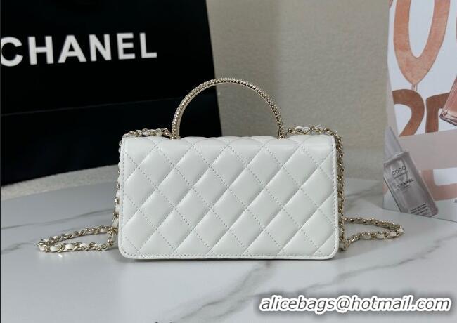 Modern Classic Chanel Lambskin Clutch with Chain and Top Handle Bag AP4831 White 2025