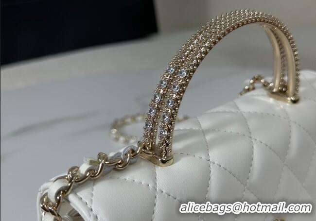 Modern Classic Chanel Lambskin Clutch with Chain and Top Handle Bag AP4831 White 2025