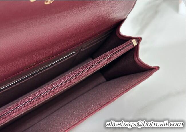 Luxury Cheap Chanel Lambskin Clutch with Chain and Top Handle Bag AP4831 Burgundy 2025