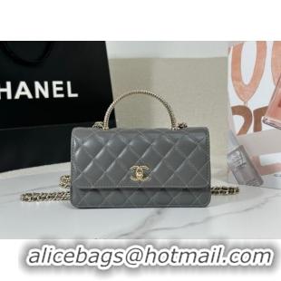 Best Cheap Chanel Lambskin Clutch with Chain and Top Handle Bag AP4831 Dark Grey 2025