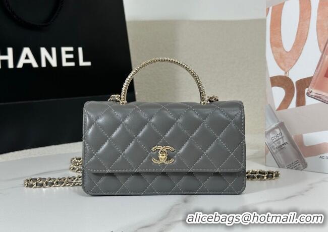 Best Cheap Chanel Lambskin Clutch with Chain and Top Handle Bag AP4831 Dark Grey 2025