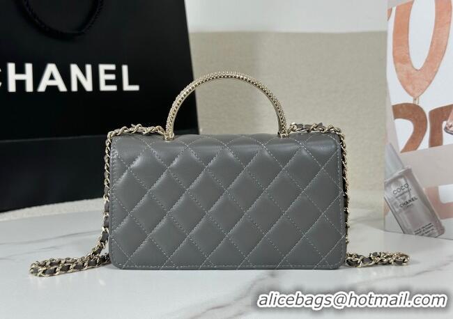 Best Cheap Chanel Lambskin Clutch with Chain and Top Handle Bag AP4831 Dark Grey 2025