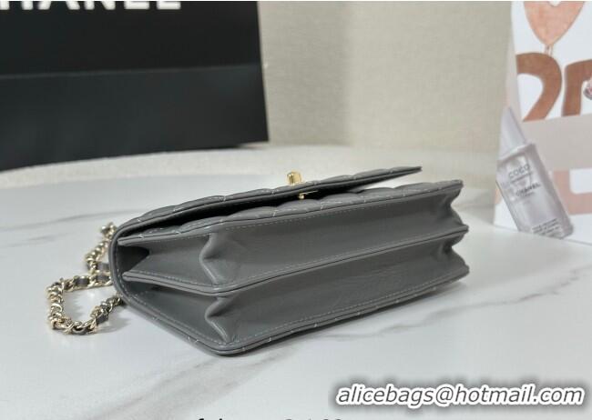 Best Cheap Chanel Lambskin Clutch with Chain and Top Handle Bag AP4831 Dark Grey 2025