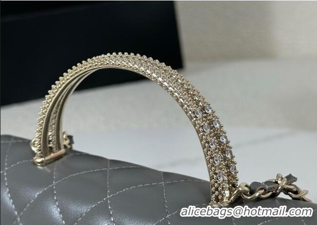 Best Cheap Chanel Lambskin Clutch with Chain and Top Handle Bag AP4831 Dark Grey 2025