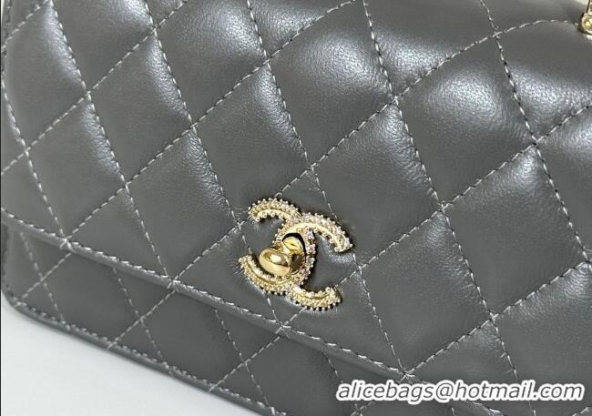 Best Cheap Chanel Lambskin Clutch with Chain and Top Handle Bag AP4831 Dark Grey 2025