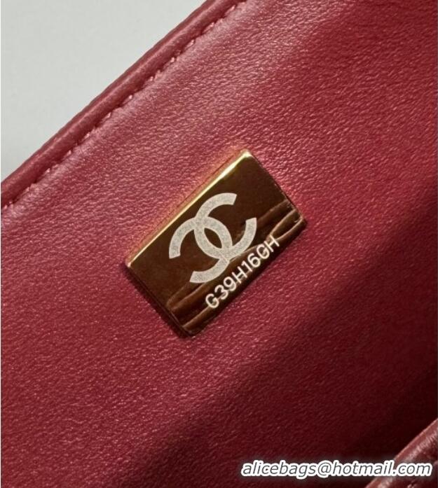 Classic Cheap Chanel Grained Calfskin Classic Mini Flap Bag A01116 Burgundy/Silver 2025