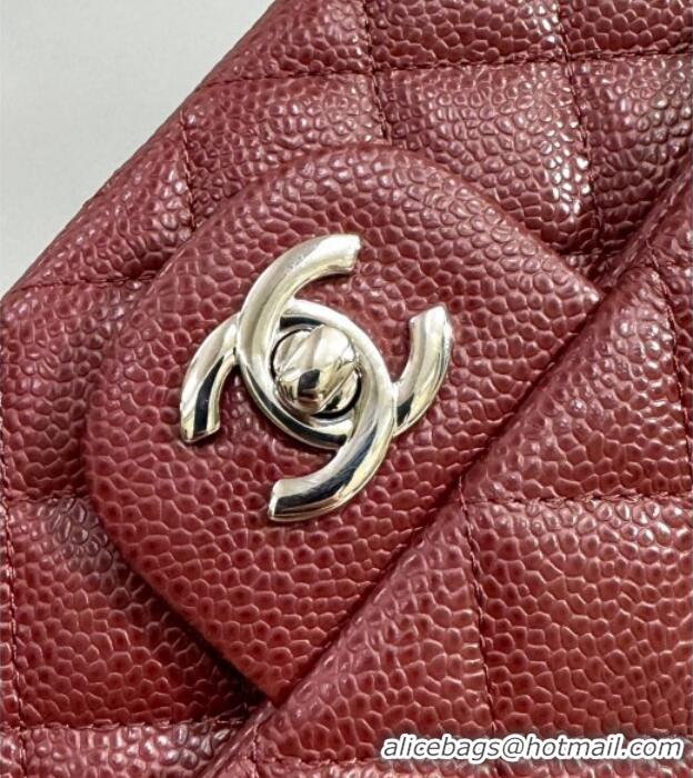 Classic Cheap Chanel Grained Calfskin Classic Mini Flap Bag A01116 Burgundy/Silver 2025