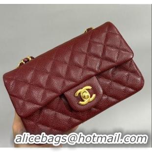 Best Price Chanel Grained Calfskin Classic Mini Flap Bag A01116 Burgundy/Silver 2025
