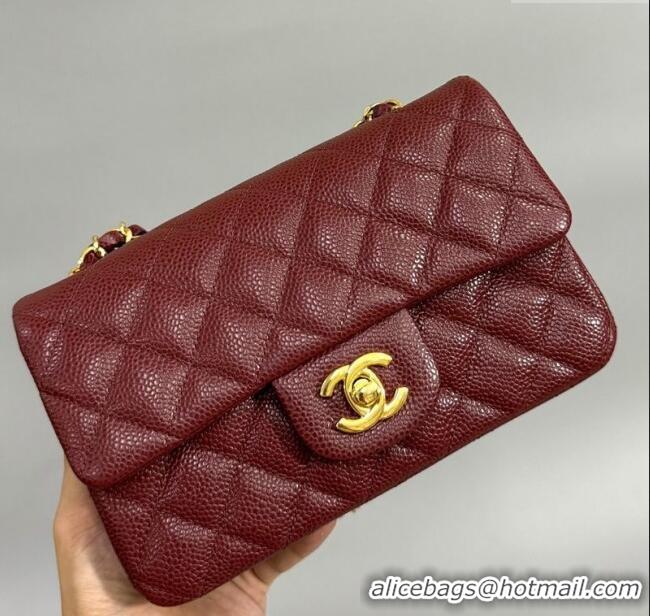 Best Price Chanel Grained Calfskin Classic Mini Flap Bag A01116 Burgundy/Silver 2025