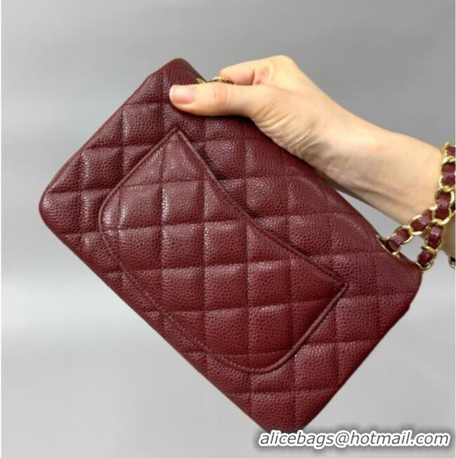 Best Price Chanel Grained Calfskin Classic Mini Flap Bag A01116 Burgundy/Silver 2025