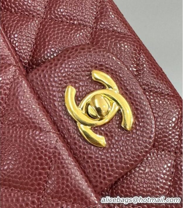 Best Price Chanel Grained Calfskin Classic Mini Flap Bag A01116 Burgundy/Silver 2025