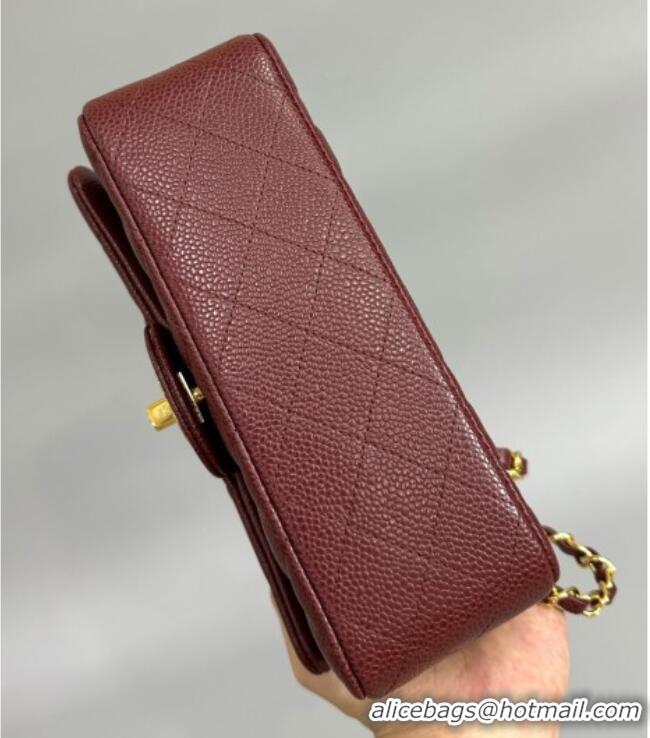 Best Price Chanel Grained Calfskin Classic Mini Flap Bag A01116 Burgundy/Silver 2025