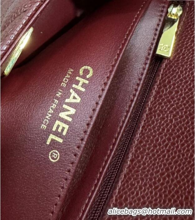 Best Price Chanel Grained Calfskin Classic Mini Flap Bag A01116 Burgundy/Silver 2025