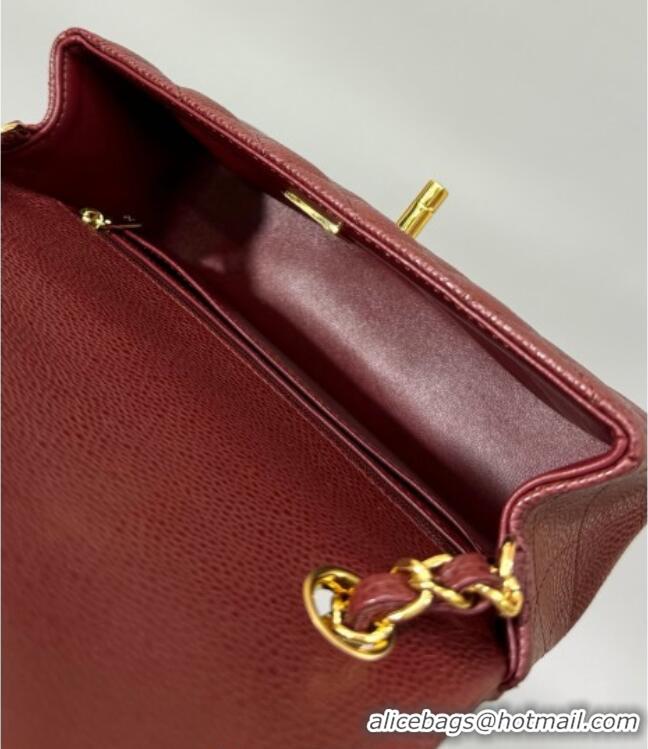 Best Price Chanel Grained Calfskin Classic Mini Flap Bag A01116 Burgundy/Silver 2025