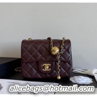 New Style Chanel Lambskin Mini Flap Bag with Metal Ball AS1786 Dark Burgundy 2025