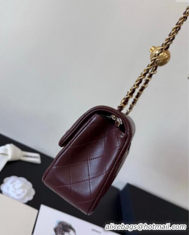New Style Chanel Lambskin Mini Flap Bag with Metal Ball AS1786 Dark Burgundy 2025