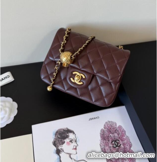 New Style Chanel Lambskin Mini Flap Bag with Metal Ball AS1786 Dark Burgundy 2025