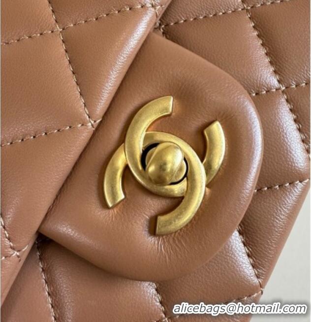 Best Quality Chanel Lambskin Mini Flap Bag with Metal Ball AS1786 Caramel Brown 2025 New Style