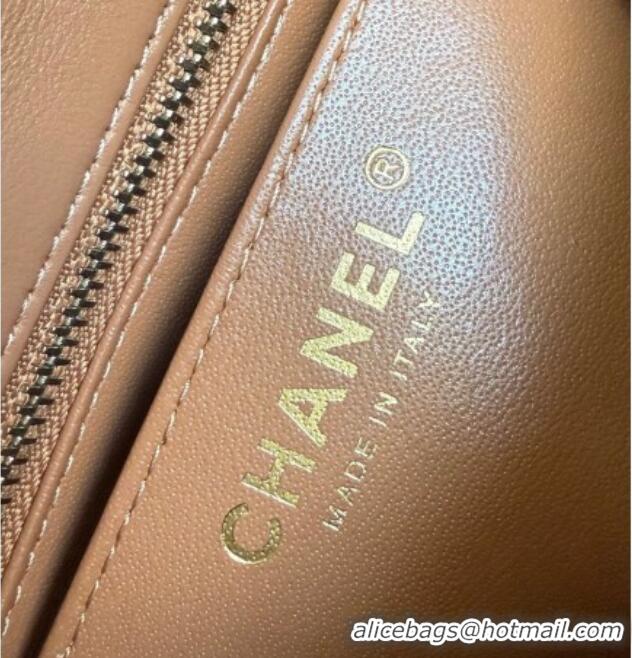 Best Quality Chanel Lambskin Mini Flap Bag with Metal Ball AS1786 Caramel Brown 2025 New Style