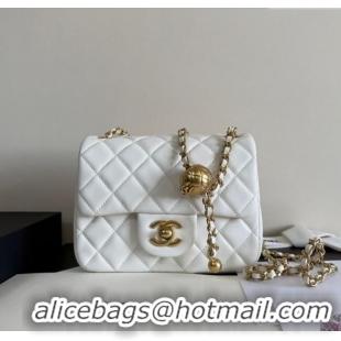 Top Grade Chanel Lambskin Leather Mini Flap Bag with Metal Ball AS1786 White 2025