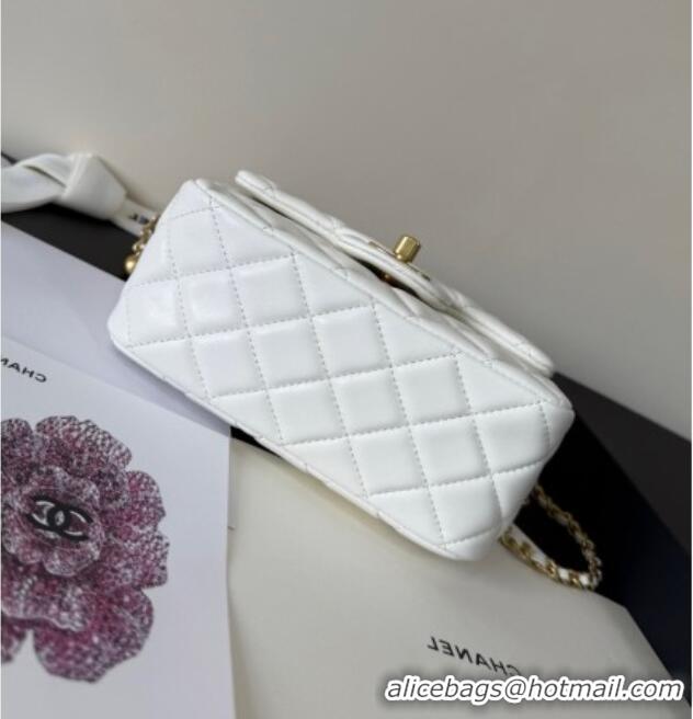 Top Grade Chanel Lambskin Leather Mini Flap Bag with Metal Ball AS1786 White 2025