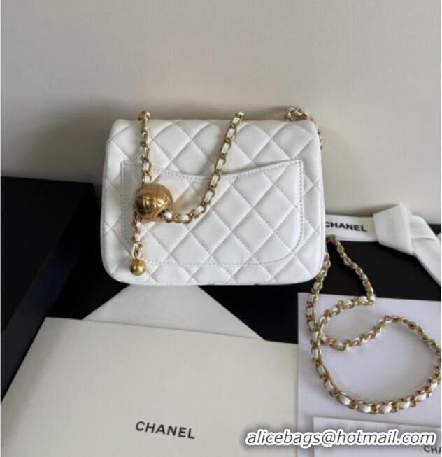 Top Grade Chanel Lambskin Leather Mini Flap Bag with Metal Ball AS1786 White 2025