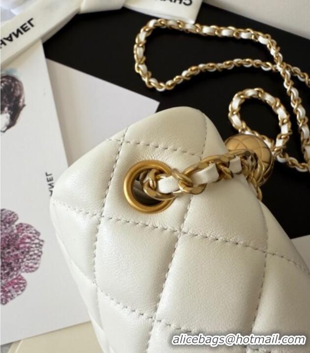 Top Grade Chanel Lambskin Leather Mini Flap Bag with Metal Ball AS1786 White 2025