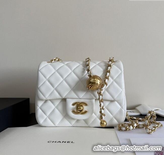 Top Grade Chanel Lambskin Leather Mini Flap Bag with Metal Ball AS1786 White 2025
