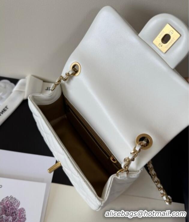 Top Grade Chanel Lambskin Leather Mini Flap Bag with Metal Ball AS1786 White 2025