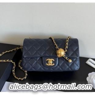 Buy Discount Chanel Lambskin Leather Small Flap Bag with Metal Ball AS1787 Dark Blue 2025