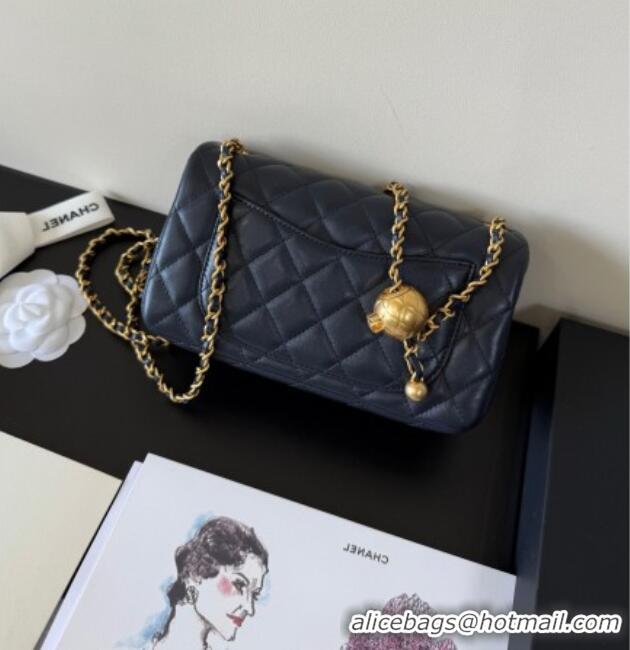Buy Discount Chanel Lambskin Leather Small Flap Bag with Metal Ball AS1787 Dark Blue 2025