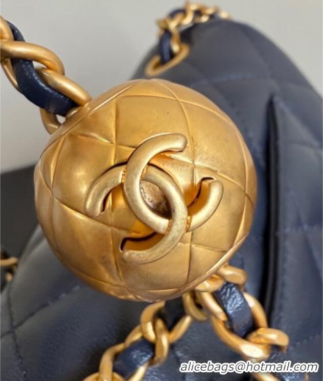 Buy Discount Chanel Lambskin Leather Small Flap Bag with Metal Ball AS1787 Dark Blue 2025