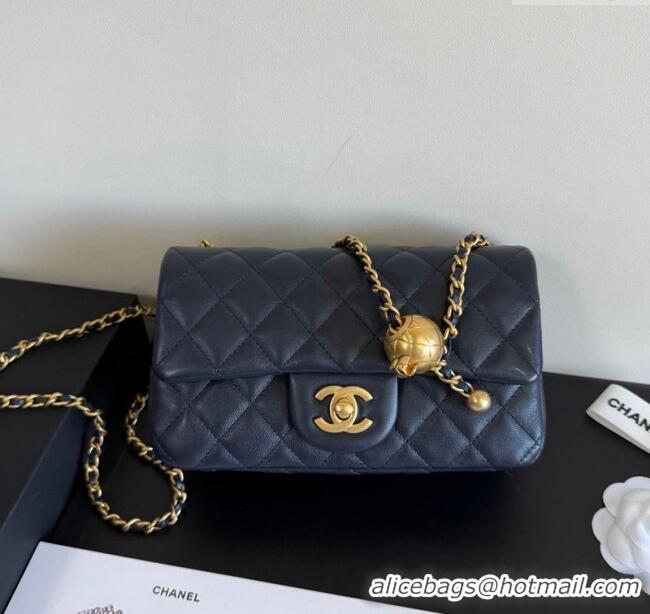 Buy Discount Chanel Lambskin Leather Small Flap Bag with Metal Ball AS1787 Dark Blue 2025