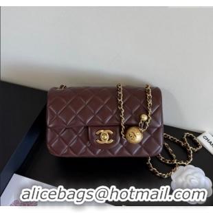 Famous Brand Chanel Lambskin Small Flap Bag with Metal Ball AS1787 Burgundy 2025 New Style